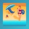 Summer vector flat illustration. Family vacation, mom and baby go to sea to swim