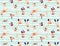 Summer vector seamless pattern. People swimming in the sea