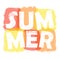 Summer, vector typography poster on a color brushstroke background, summer design