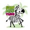 Summer vibes - funny cartoon zebra on island