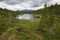 Summer view of Colbricon Lakes Passo Rolle Trentino Italy