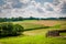 Summer view of farm fields in rural Baltimore County, Maryland.