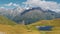 Summer view of the Koruldi lakes and Caucasus mountains in Georgia