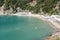 Summer view of La Secca beach. Moneglia. Liguria, Italy