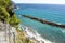 Summer view of La Valla beach. Framura. La Spezia province. Liguria. Italy