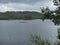 summer view of Lille Lulealven river at Arctic Camp Jokkmokk ,blue sky white clouds