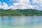 Summer view of a local lake with sailboats in Kentucky, USA