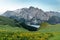 Summer view of Marmolada (Punta Penia), the highest peak in Dolomites, Italy. Alpine landscape