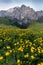 Summer view of Marmolada (Punta Penia), the highest peak in Dolomites, Trentino, Italy.