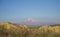 Summer view over the Mount Erciyes in Kayseri, with wild flowers. Asphodeline globifera Cappadocia, Turkey. Landscape