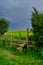 Summer view of a stile in English countryside.