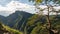 Summer view from the top of the Pieniny mountains to the river Dunajec gorge.