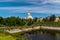 Summer views of St. Nicholas Sea Cathedral from the Summer garden in Kronstadt.