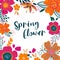 Summer Vintage Floral Greeting Card frame with Blooming garden flowers, Spring flower botanical simple vector Illustration on
