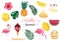 Summer watercolor collection with watermelon,lemon,flamingo and ice creame.Vector illustration for icon,logo,sticker,printable,