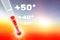 summer Weather forecast - thermometer heat high temperature dramatic sky against sun - 3d render