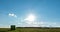 Summer wheat field after harvest at sunset, agriculture timelapse, hyperlapse scene