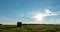 Summer wheat field after harvest at sunset, agriculture timelapse, hyperlapse scene