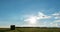 Summer wheat field after harvest at sunset, agriculture timelapse, hyperlapse scene