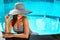 Summer Woman Body Care. Relaxation In Swimming Pool. Holidays Va