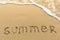Summer - word drawn on the sand beach