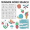 Summer word search game for kids in vector