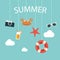 Summertime background with hanging summer icon