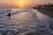 Summertime: beach sunset. Torre Mozza Beachin the South part of Salento in Apulia, Italy.