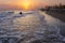 Summertime: beach sunset. Torre Mozza Beachin the South part of Salento in Apulia, Italy.