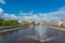 Summertime Cityscape in the Capital of Russia Moscow. Fountains in river Moscow