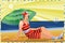 Summertime flapper  woman in beach, art deco card, vector