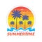 Summertime Miami beach club - vector illustration concept in retro vintage graphic style for t-shirt and other print production.