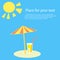 Summertime. Parasol, the beach is a glass of lemonade cocktail, juice, soda with straw. Vector .