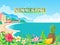 Summertime Poster Seashore Vector Illustration