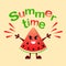 Summertime print. Cartoon watermelon character