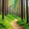 summertime scene of a pine path through the Banner supporting the environment and Spring and summer and a web banner