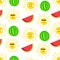 Summertime summer holidays, fruits and characters seamless pattern