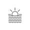 summertime, sun, warm, sunny, weather line icon on white background