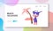 Summertime Vacation, Holiday Relax Landing Page Template. Young Happy Tiny Female Character Holding Huge Sunglasses