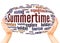 Summertime word cloud hand sphere concept