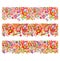 Summery seamless borders with decorative colorful flowers print