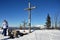 Summit cross on the Bleckwand in winter, Salzkammergut, Strobl, Salzburg, Austria, Europe