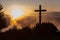 Summit Cross on Hochries during Sunrise