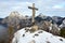 The summit cross of the Kleiner Sonnstein in Traunkirchen