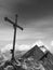 Summit cross at SchÃ¶nbichler Horn, Berlin high path, Zillertal Alps in Tyrol, Austria