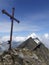 Summit cross at SchÃ¶nbichler Horn, Berlin high path, Zillertal Alps in Tyrol, Austria