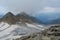 Summit panorama of Hoher Sonnblick glacier in Hohen Tauern Alps, Austria