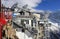 The summit station of Le Brevent at an altitude of 2,525 m. Mont Blanc massif, French Alps, Europe.