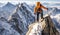 Summit Triumph Equipped Climber Conquers Snowy Peaks
