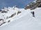 Summiteer. Skitour on the border mountain Sulzfluh Austria Switzerland. Ski mountaineering in Ratikon St.Antonien